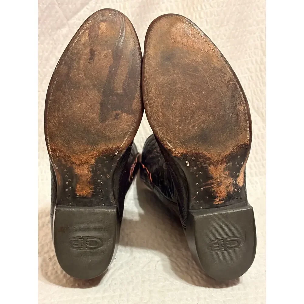 Luchesse 2000 VTG T3132RF Ostrich Black Cherry Western Cowboy Boots Men’s 8.5EE